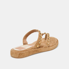AMARY STUD SANDALS LT BROWN SUEDE
