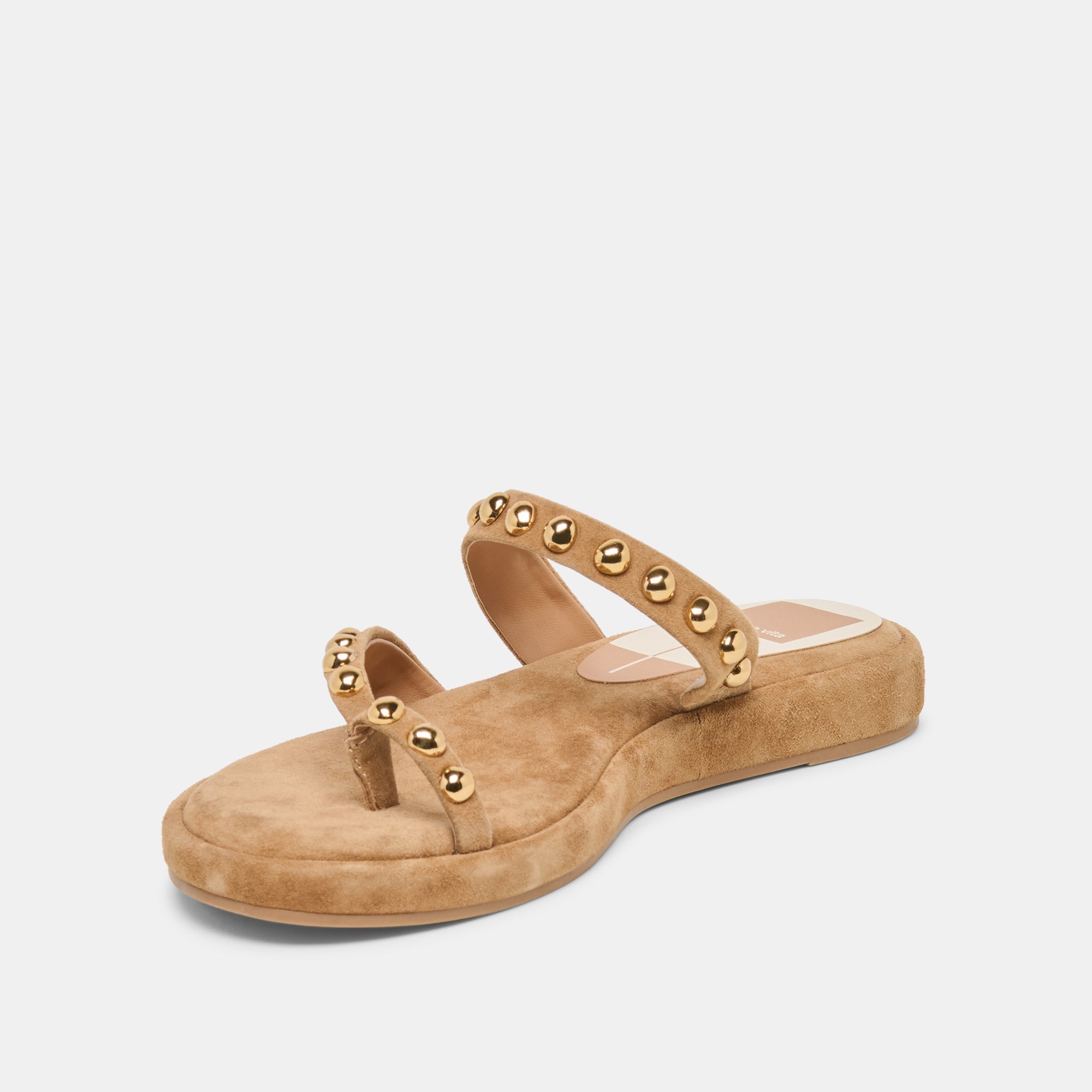 AMARY STUD SANDALS LT BROWN SUEDE