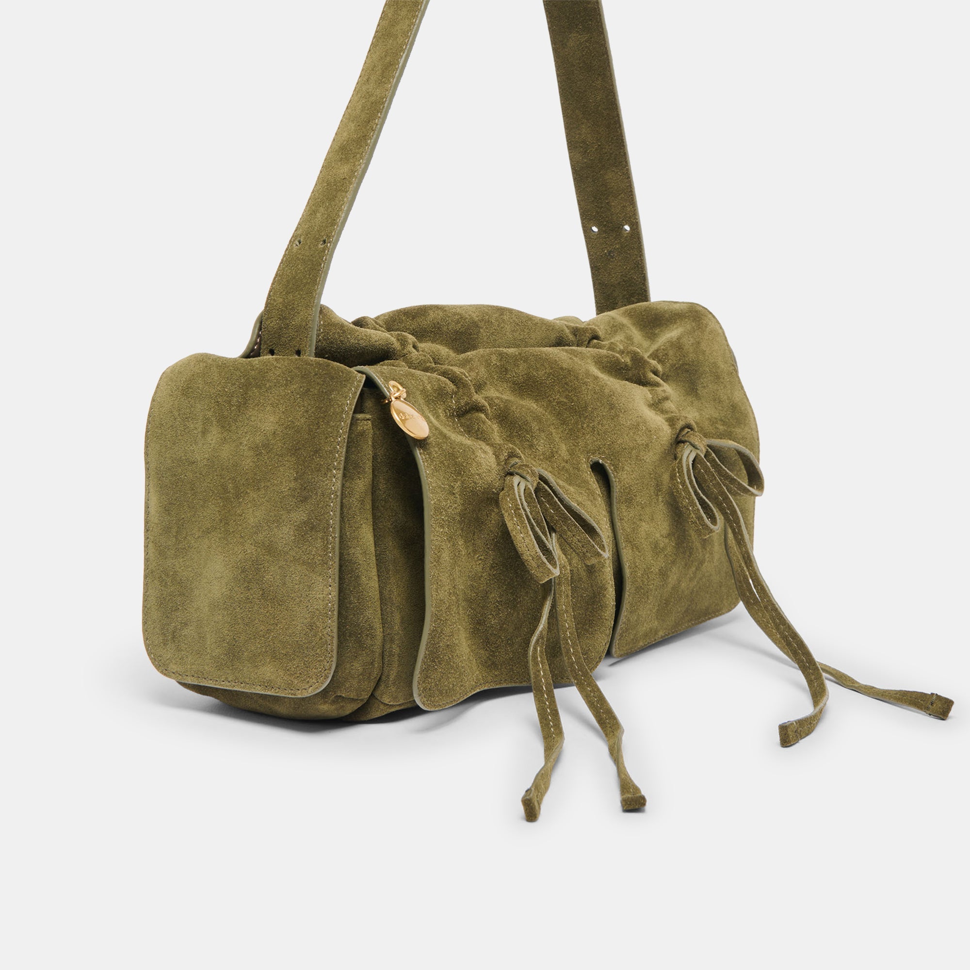 HUDSON SHOULDER BAG OLIVE SUEDE