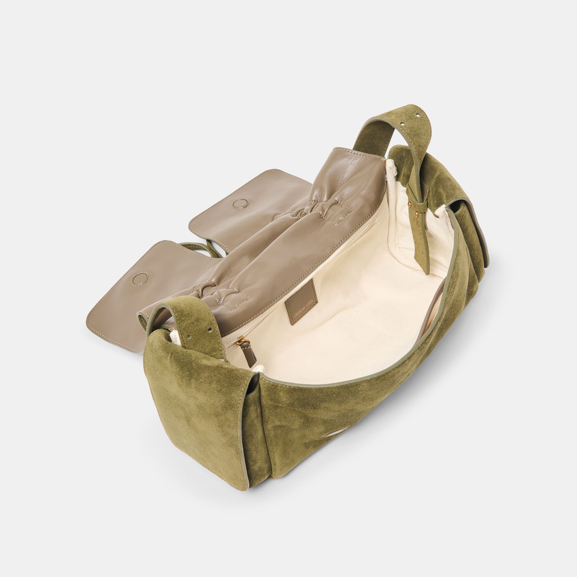 HUDSON SHOULDER BAG OLIVE SUEDE