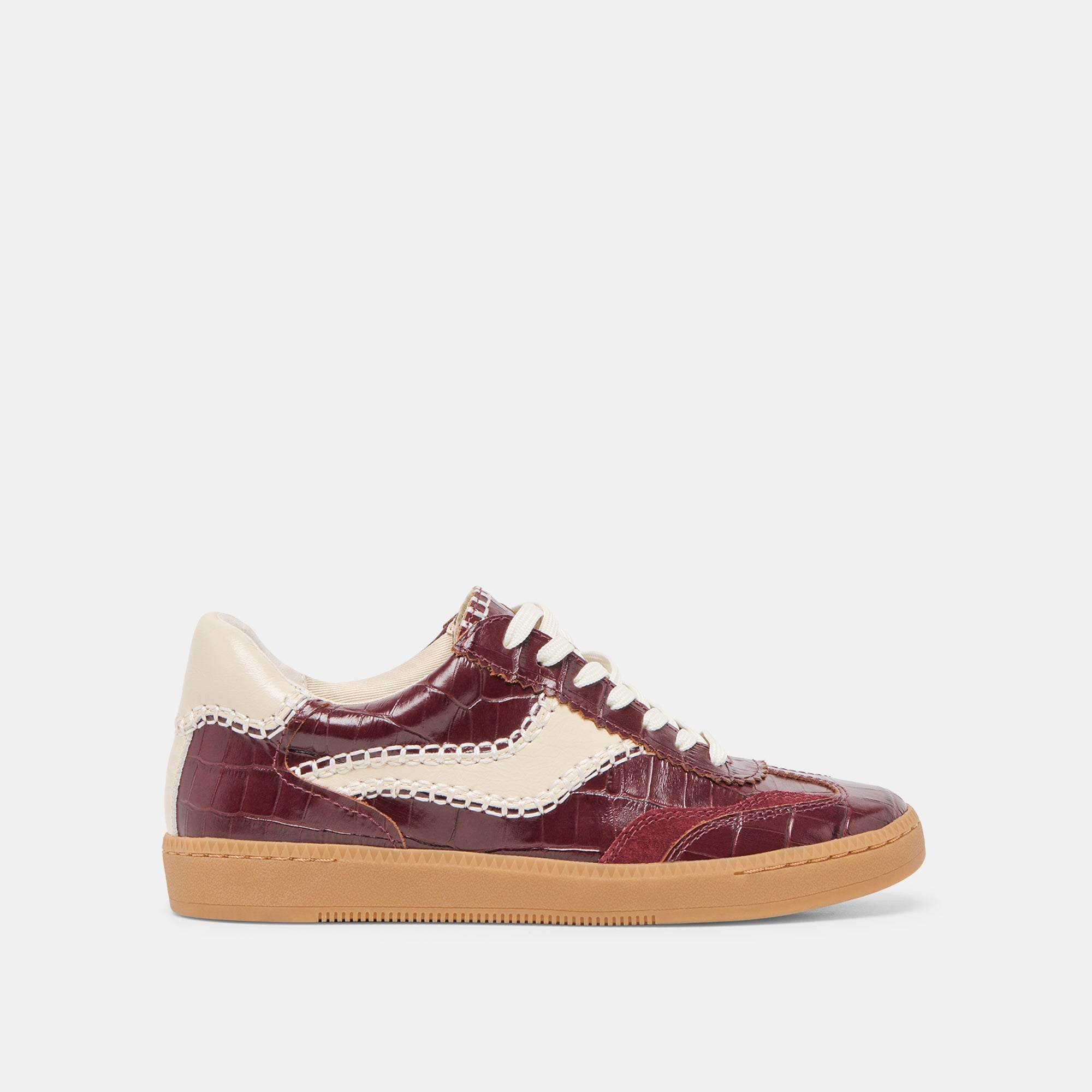 NOTICE STITCH SNEAKERS OXBLOOD CROCO EMBOSSED LEATHER
