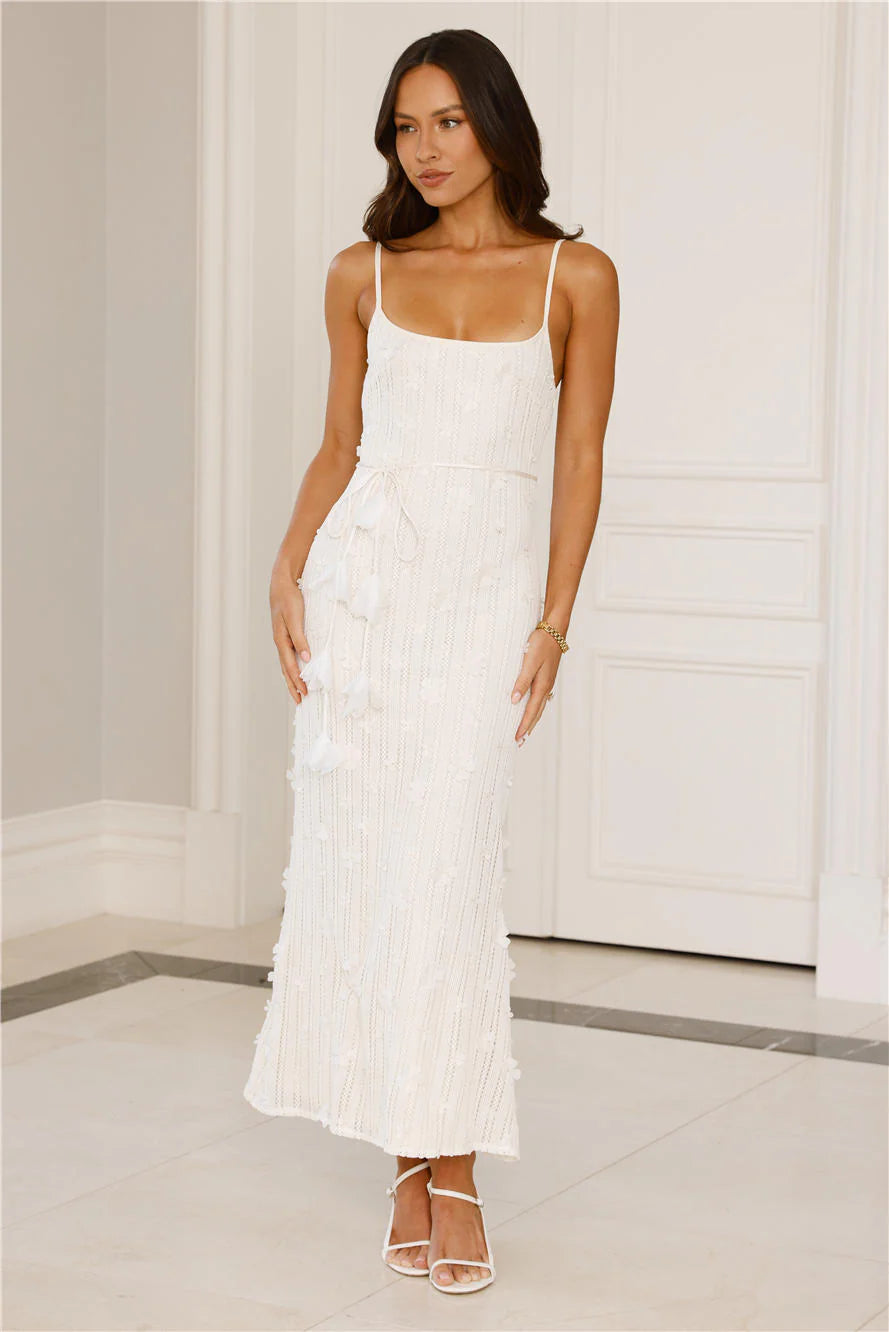 Delicately Divine Knit Maxi Dress Cream
