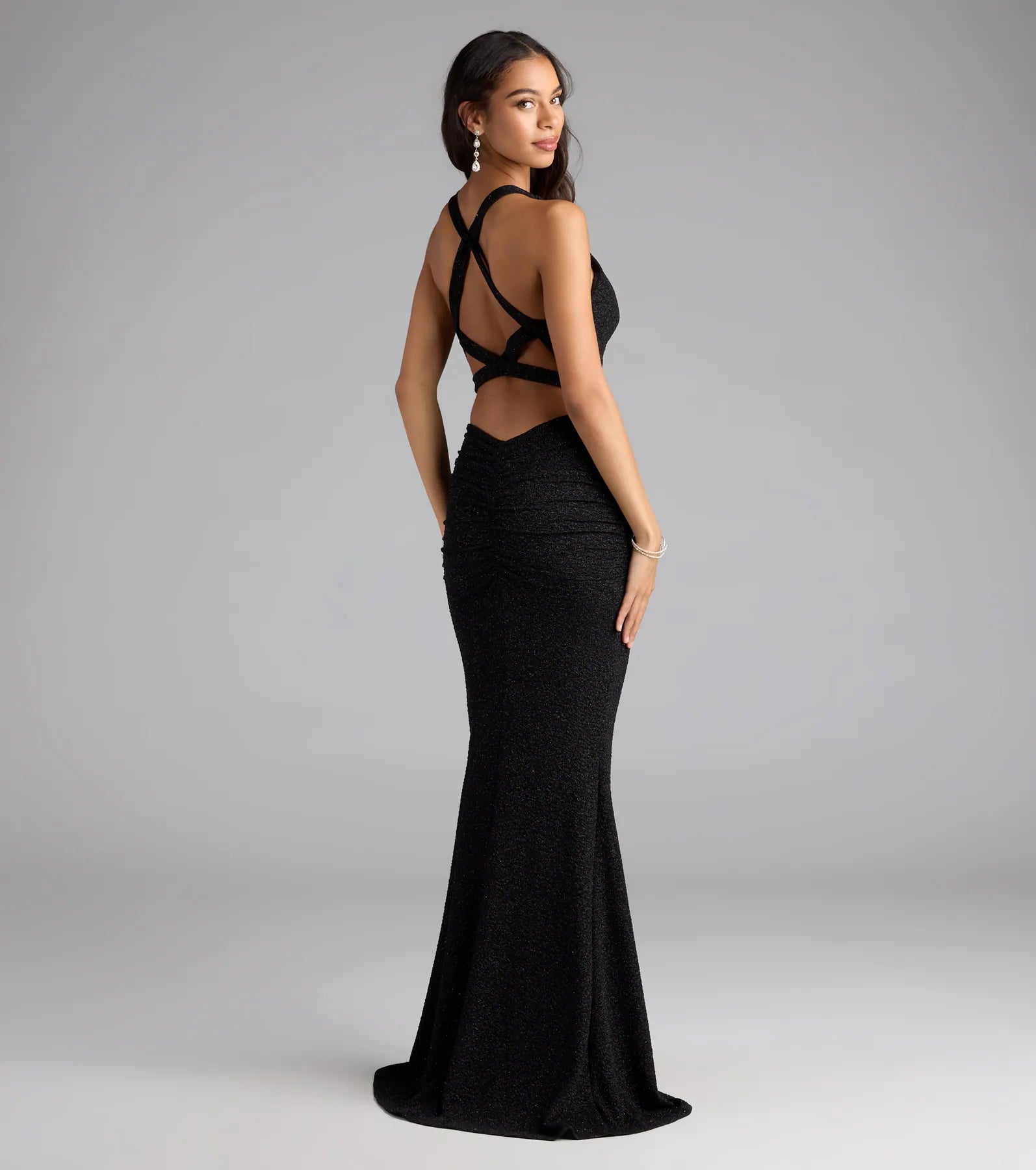 Corinne Glitter Knit Strappy Back Mermaid Dress