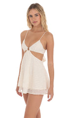 Floral Eyelet Cutout Dress in Cream