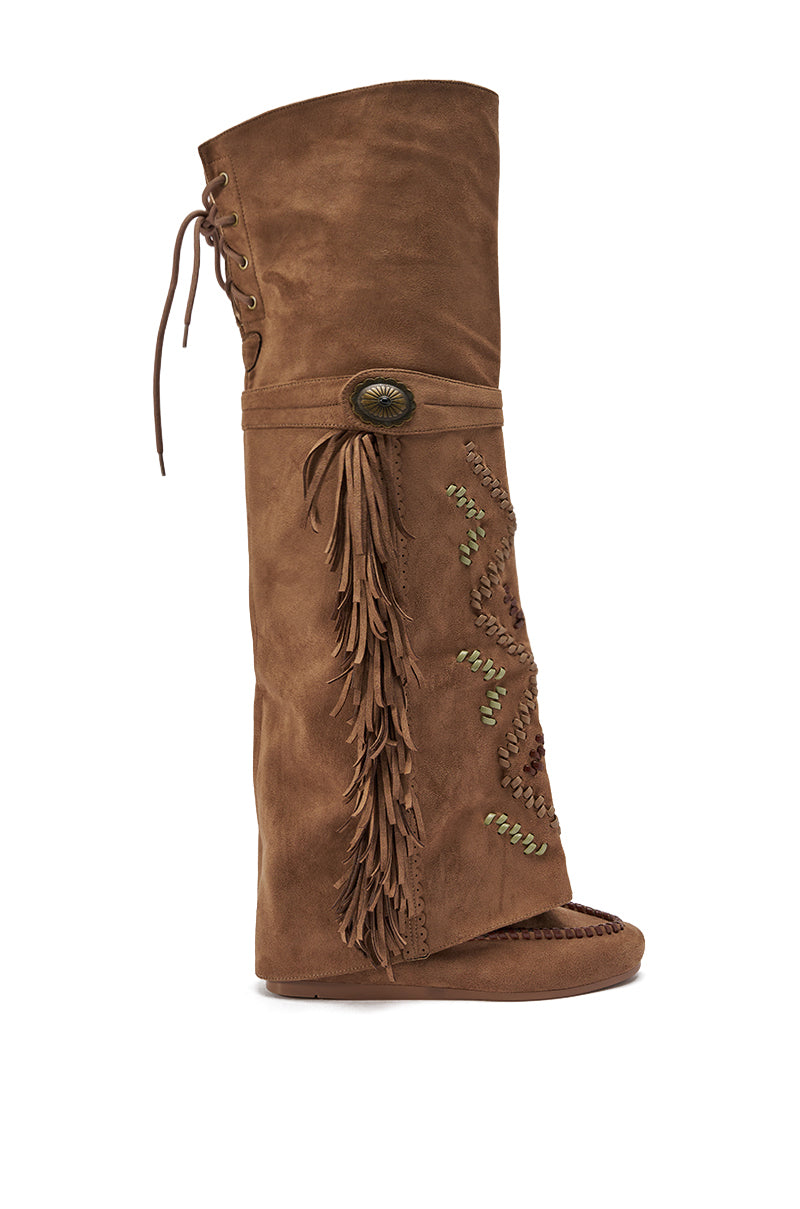 AZALEA WANG EDMUND BROWN FLAT WESTERN BOOT