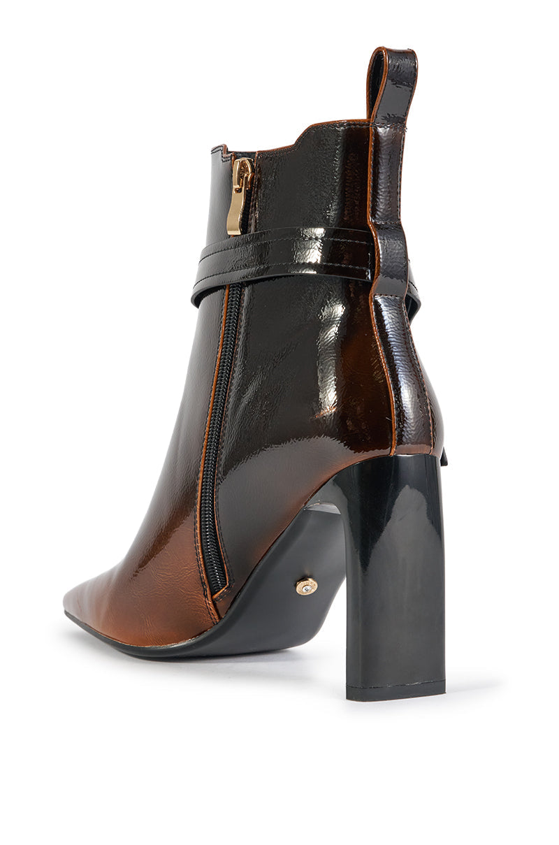 AZALEA WANG ELYN ESPRESSO BLOCK HEEL BOOTIE
