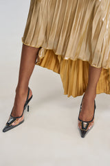AZALEA WANG ERIKA PVC SLING BACK PUMP WITH RHINESTONE DETAIL