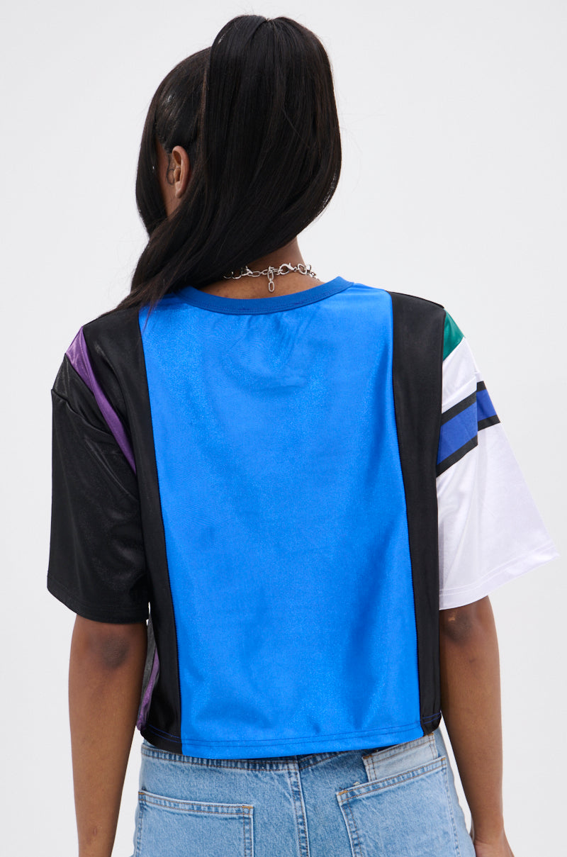 WHAT YOU WORKIN' WITH PATCHWORK JERSEY TOP