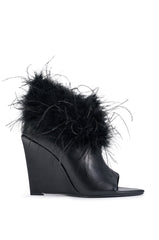 AZALEA WANG FAVELLE BLACK PU WEDGE BOOTIE