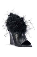 AZALEA WANG FAVELLE BLACK PU WEDGE BOOTIE