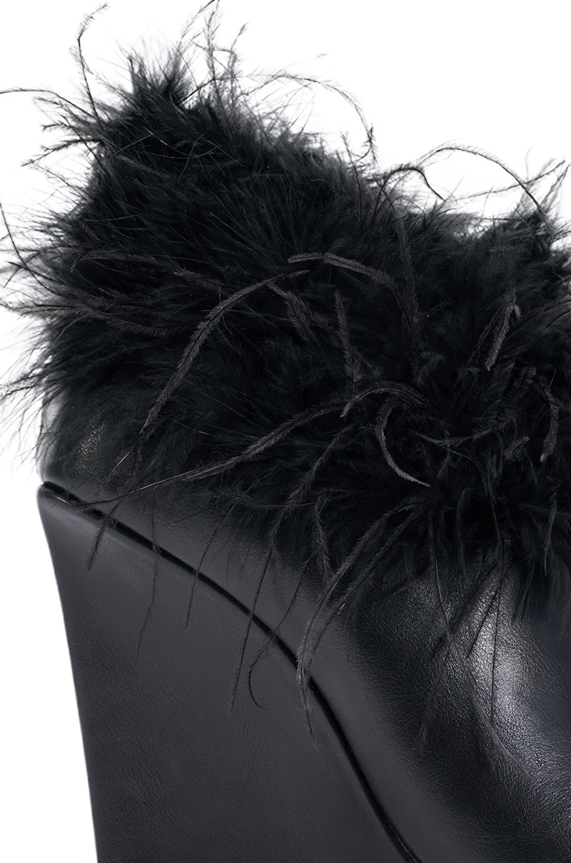 AZALEA WANG FAVELLE BLACK PU WEDGE BOOTIE