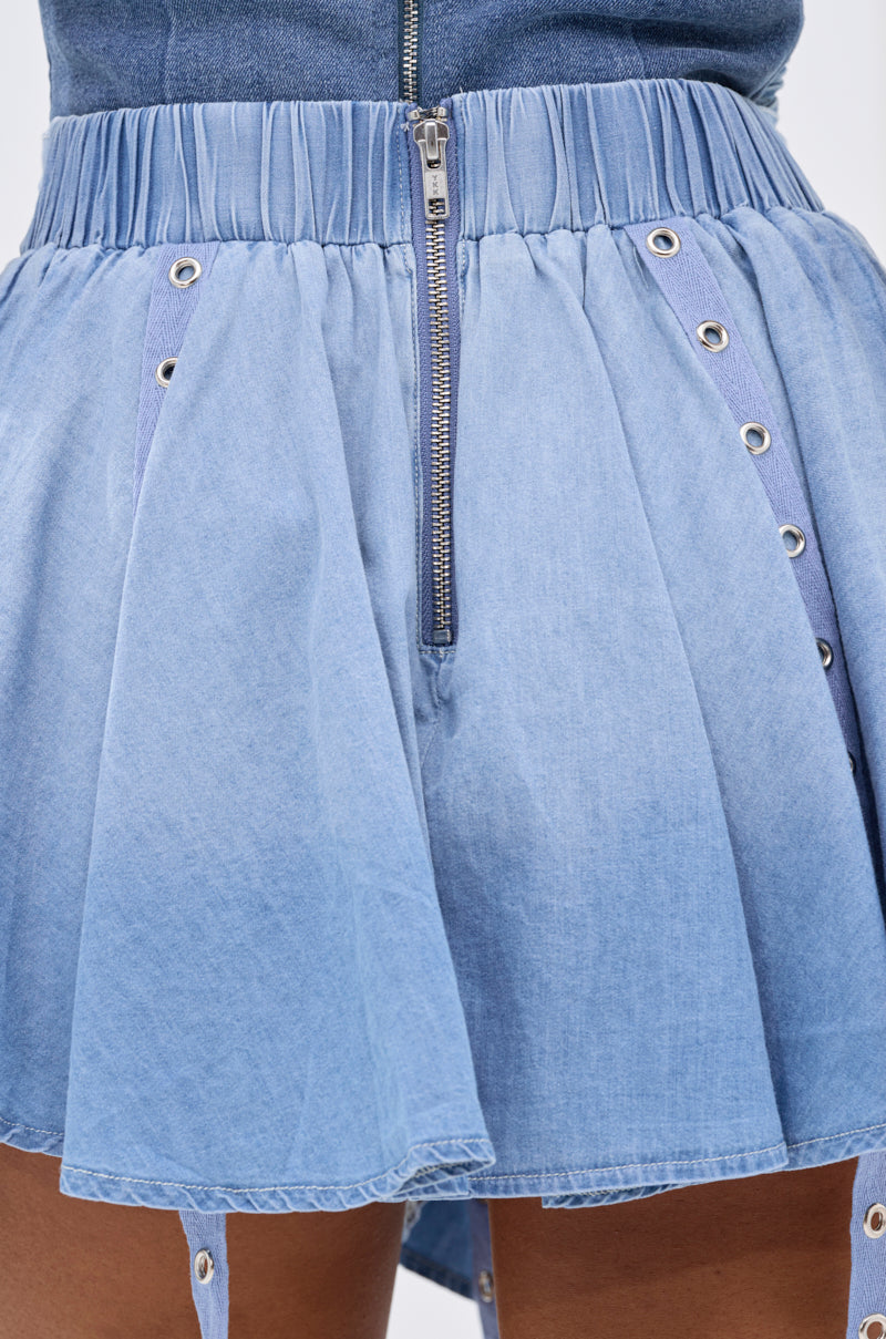 AFTER HOURS CHAMBRAY MINI SKIRT