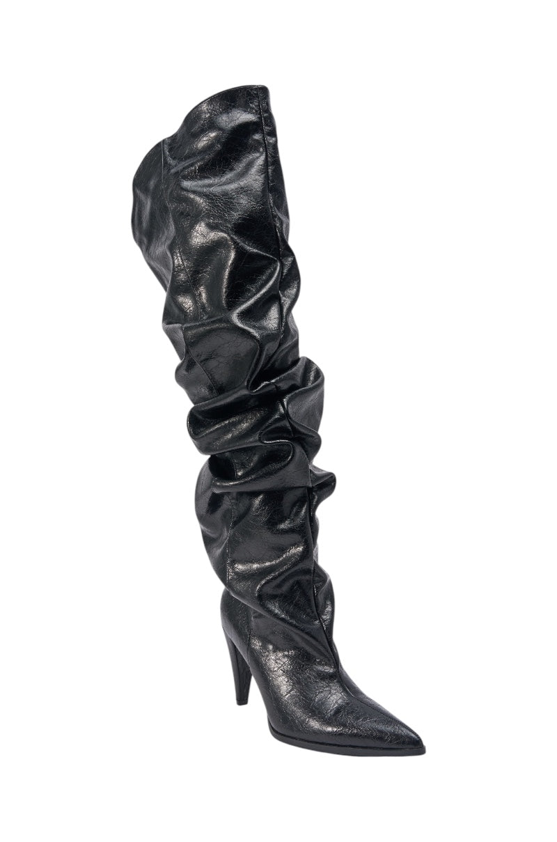 AZALEA WANG LARISSA BLACK STILETTO RUCHED BOOT