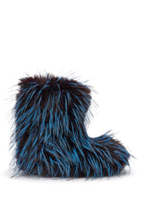 AZALEA WANG LENIX BLUE MULTI FLAT FUR BOOTIE
