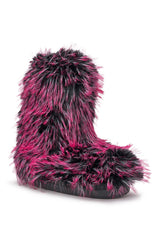 AZALEA WANG LENIX PINK MULTI FLAT FUR BOOTIE