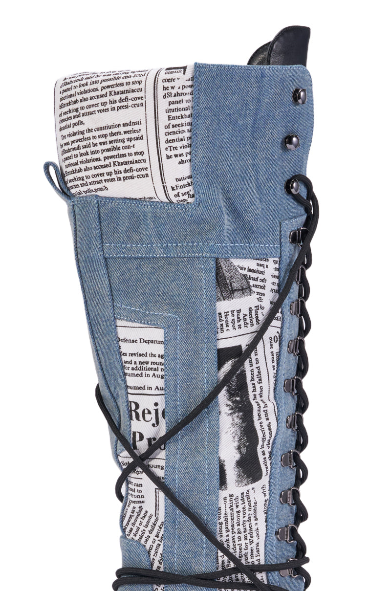 AZALEA WANG MAITLAND DENIM BLOCK BOOT