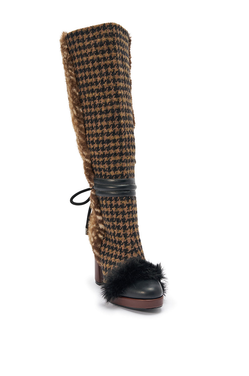 AKIRA GOLD MIKAELA BROWN MULTI MATERIAL BOOT