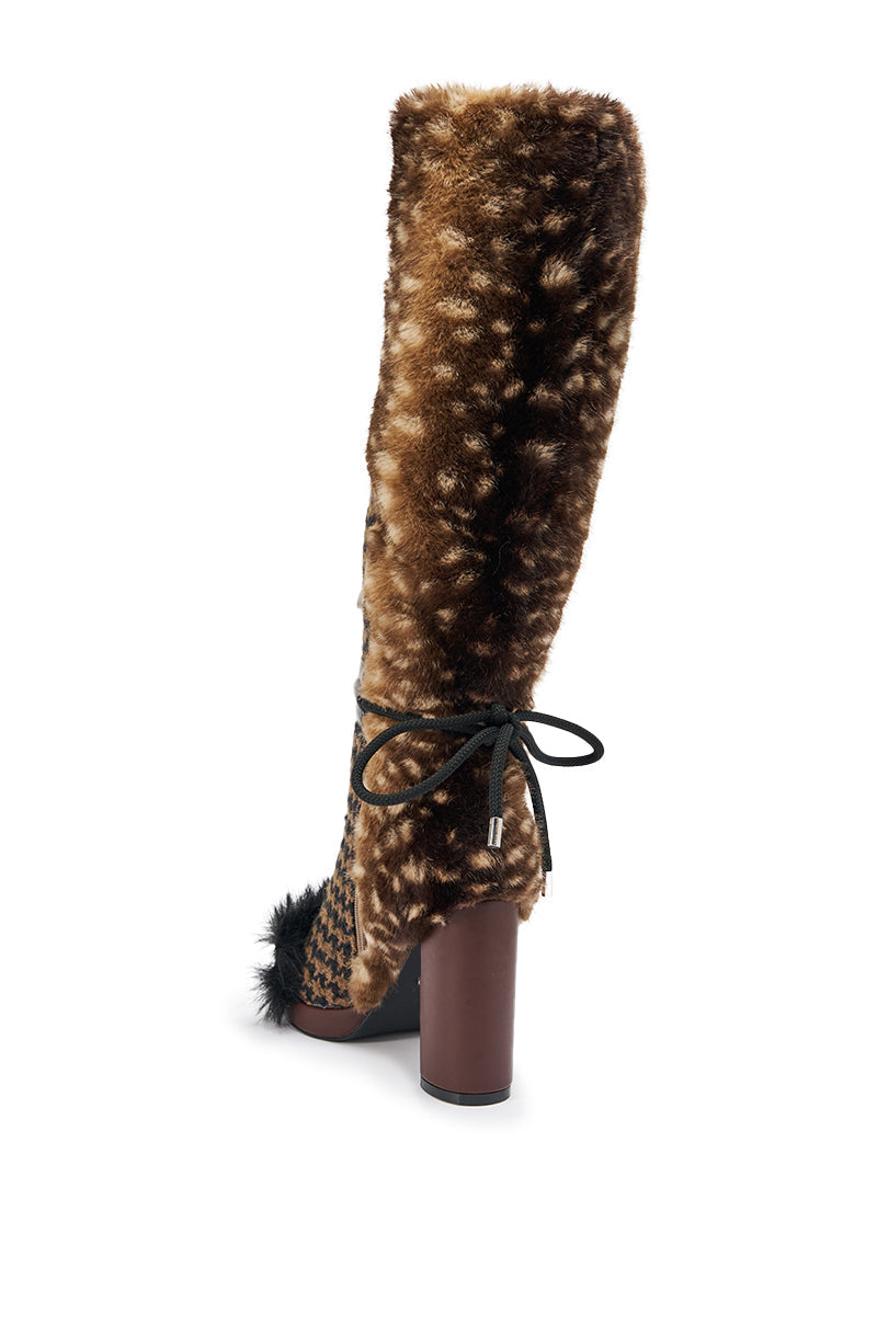 AKIRA GOLD MIKAELA BROWN MULTI MATERIAL BOOT