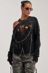 CHOPPED UP DISTRESSED SWEATER