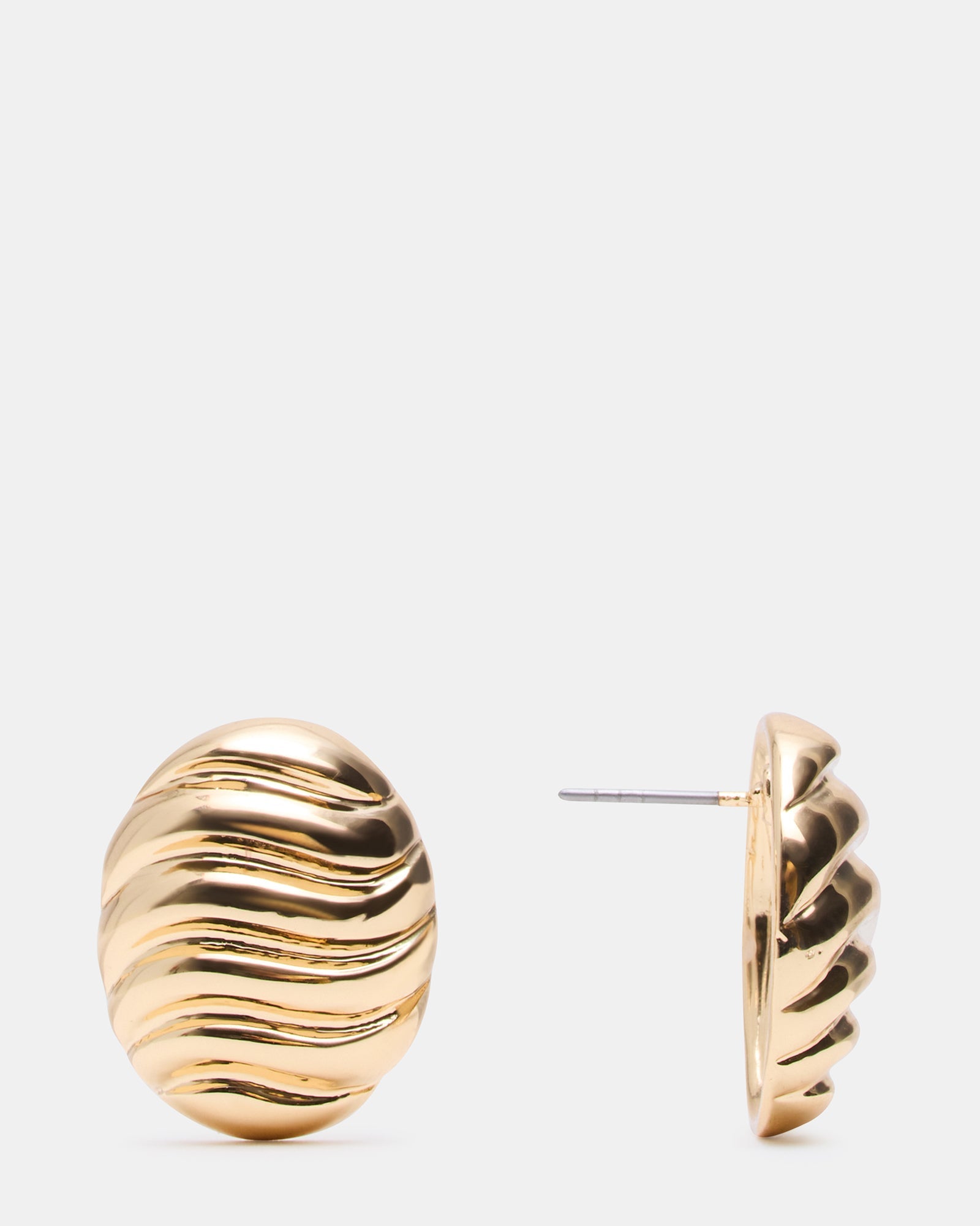 GROOVED CIRCULAR STUD EARRINGS GOLD