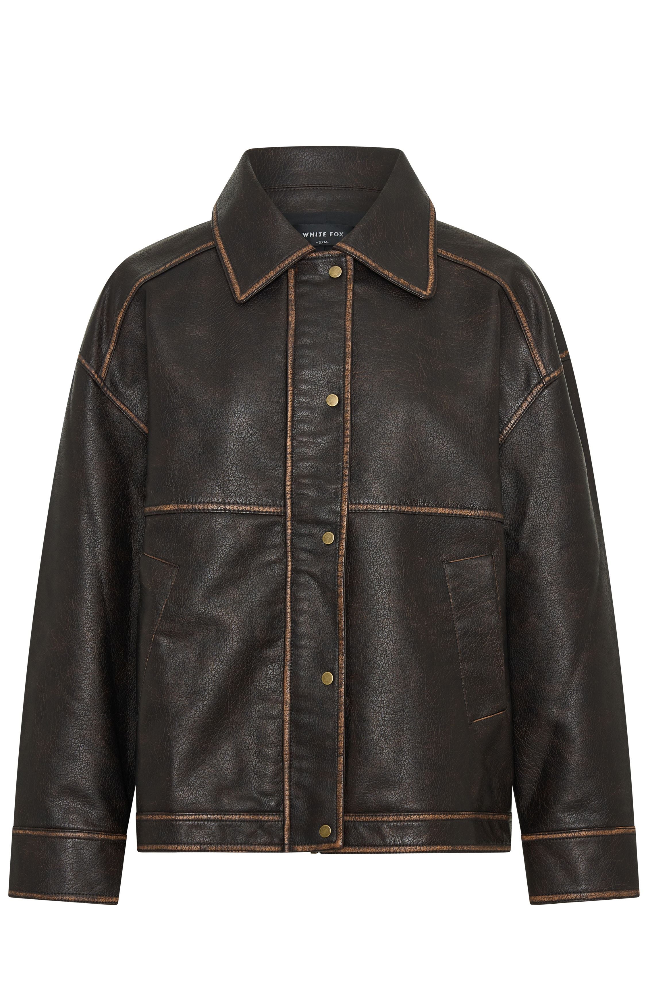 A London Girl PU Jacket Washed Chocolate
