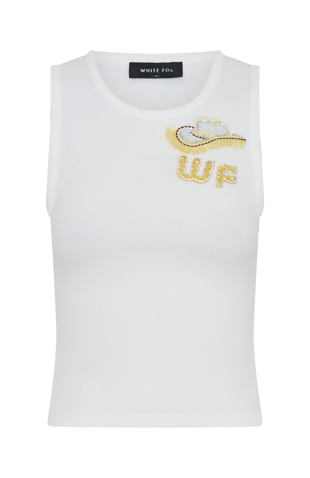 Honey Please Rib Tank White/Yellow