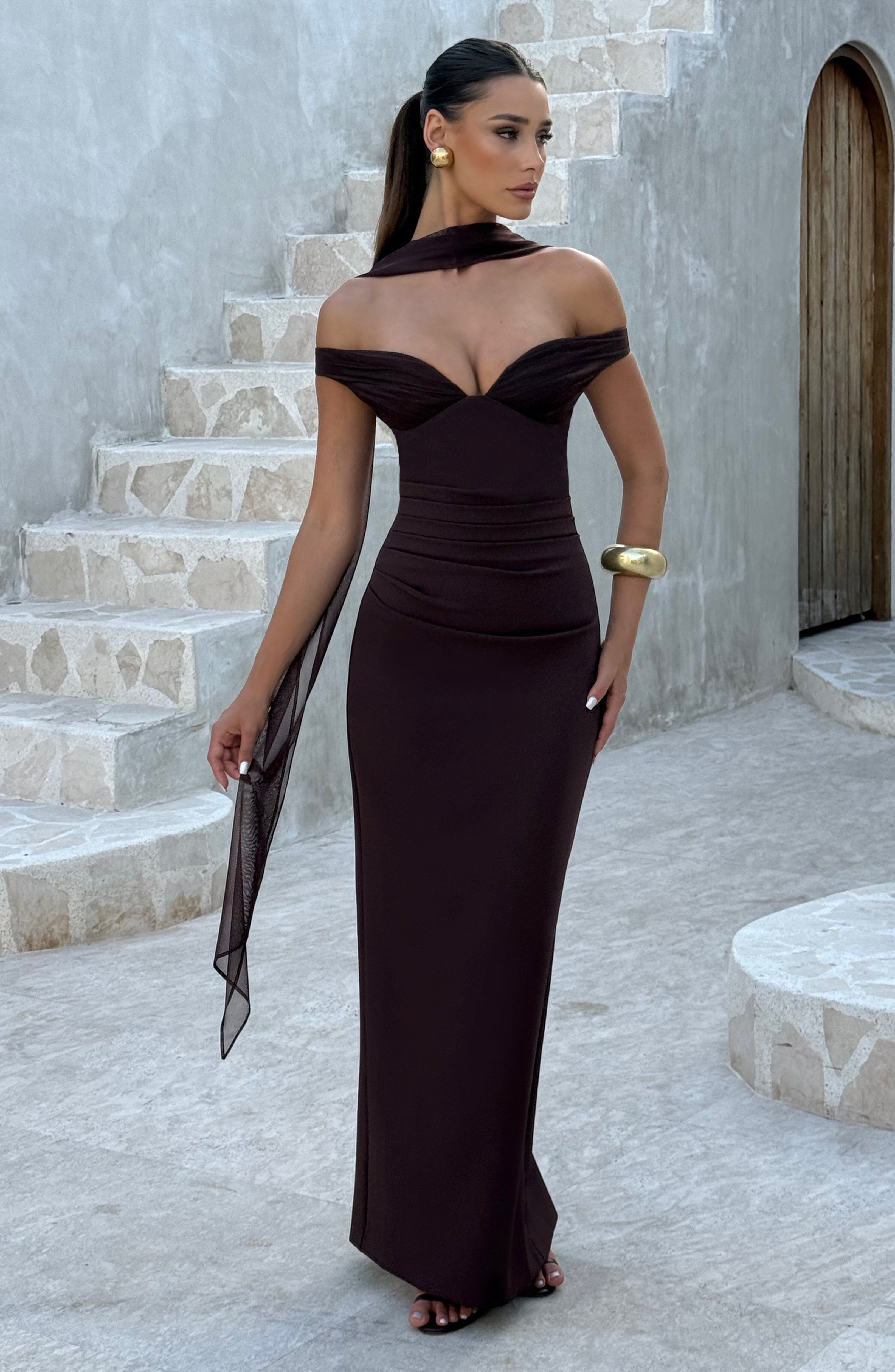 Abigail Maxi Dress - Plum Brown Dress Babyboo Fashion Premium Exclusive Design