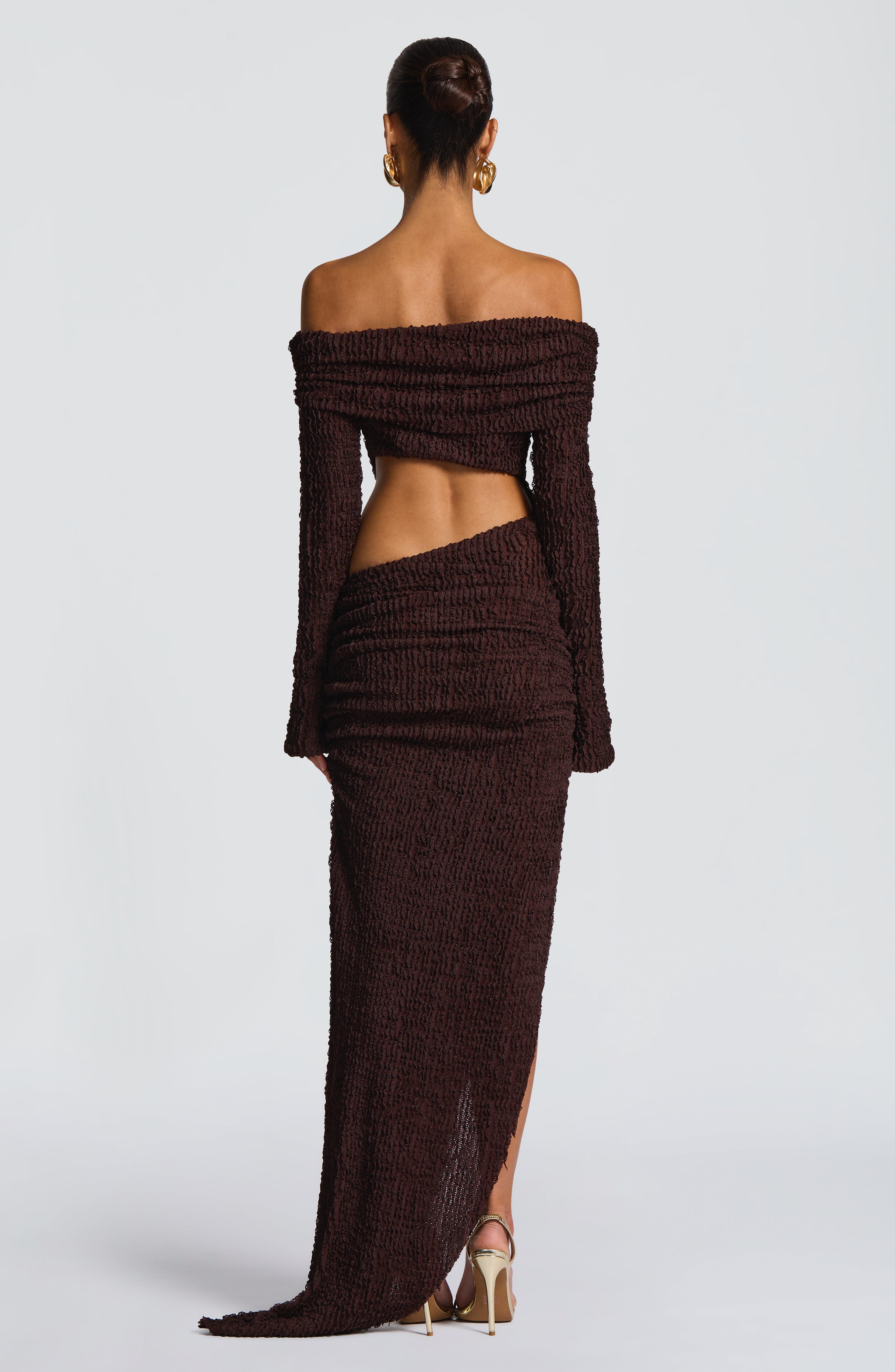 Adelphia Midi Dress - Plum Brown Dress Babyboo Fashion Premium Exclusive Design