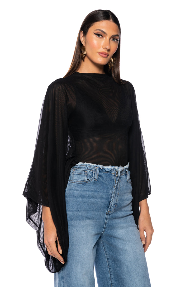 ADORE BELL SLEEVE MESH TOP