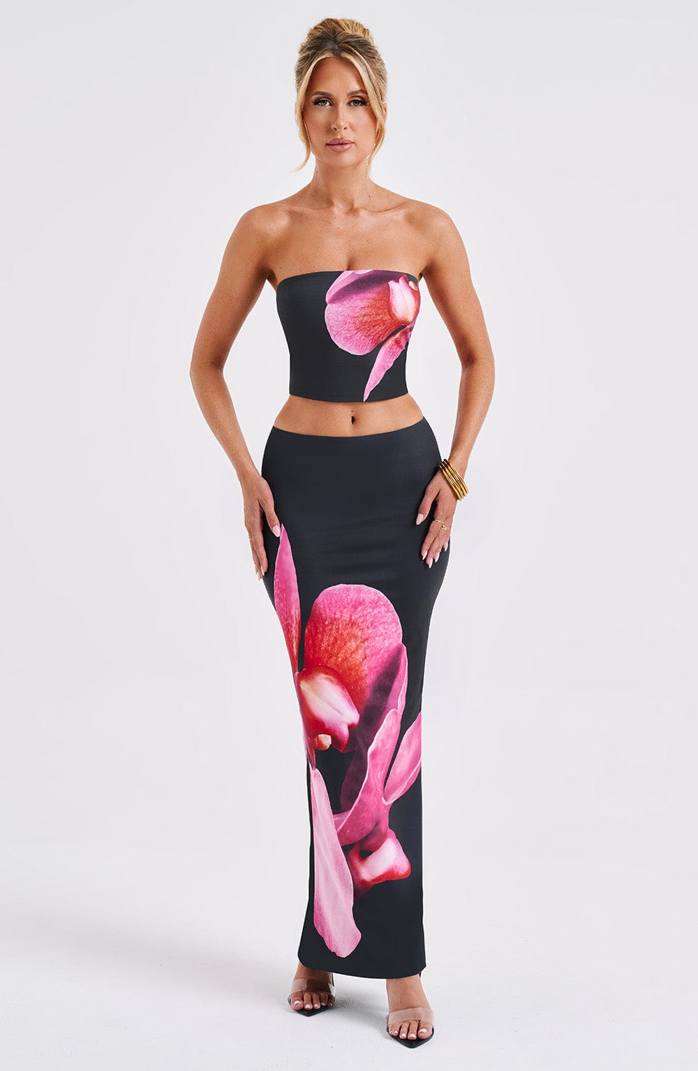 Allegra Maxi Skirt - Black Floral Print Skirt Babyboo Fashion Premium Exclusive Design