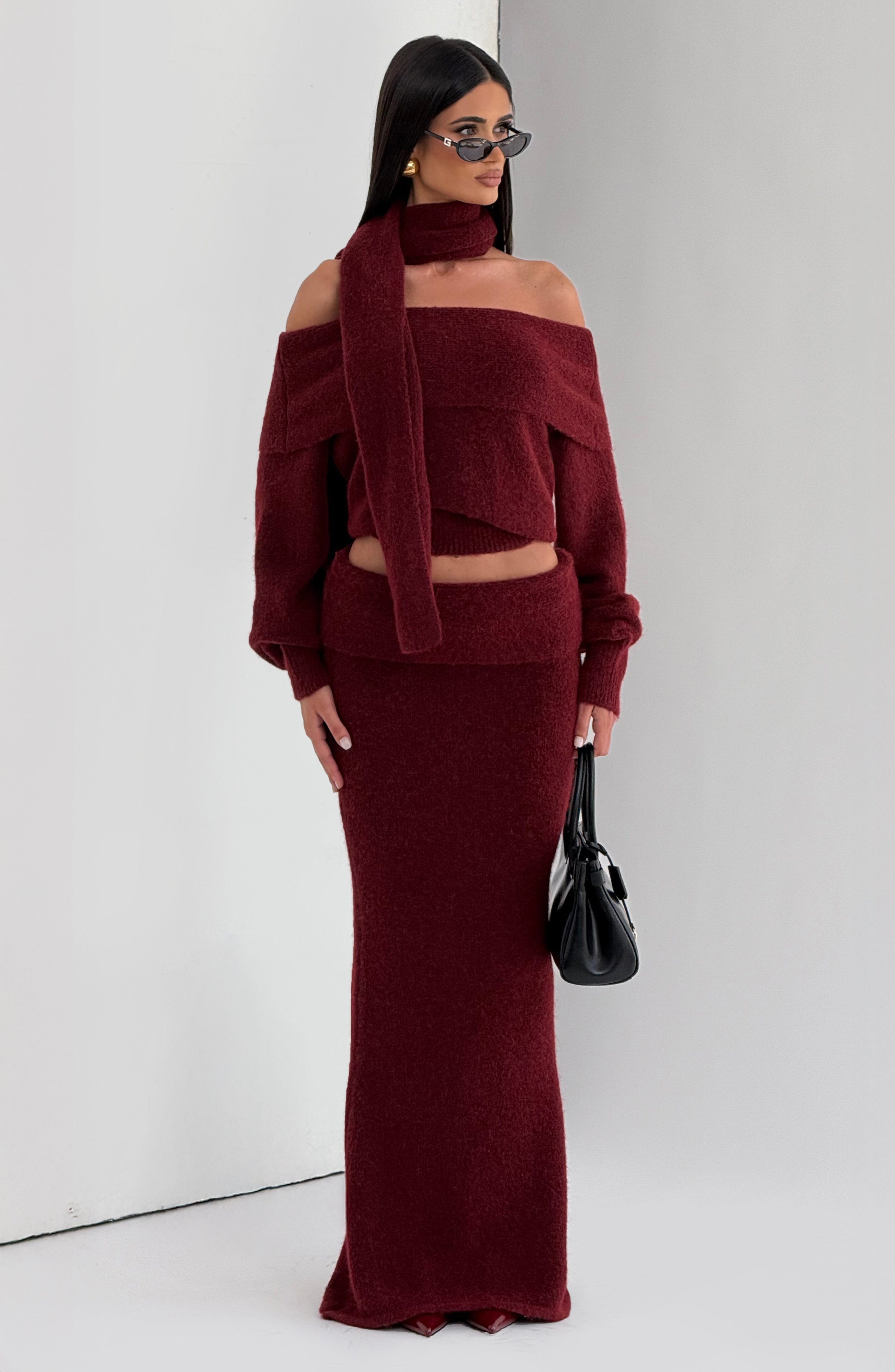 Andie Maxi Skirt - Burgundy Skirt Babyboo Fashion Premium Exclusive Design