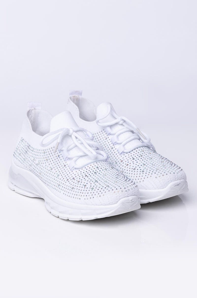AZALEA WANG DON'T STOP NOW FLATFORM SNEAKER IN WHITE