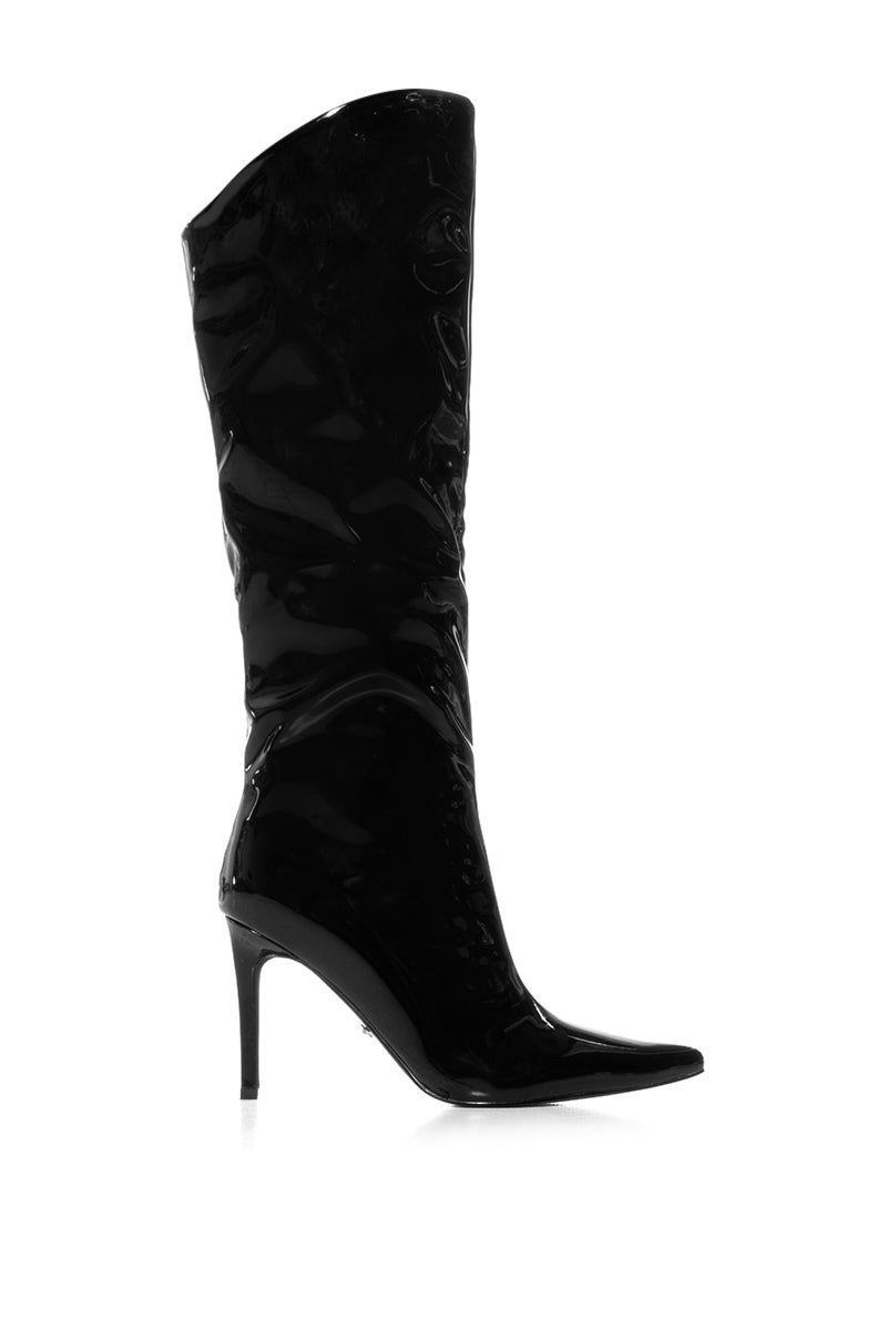 AZALEA WANG LAPPEN BLACK PATENT BOOT