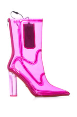 AZALEA WANG LEE LIGHT UP PVC BOOTIE IN FUCHSIA