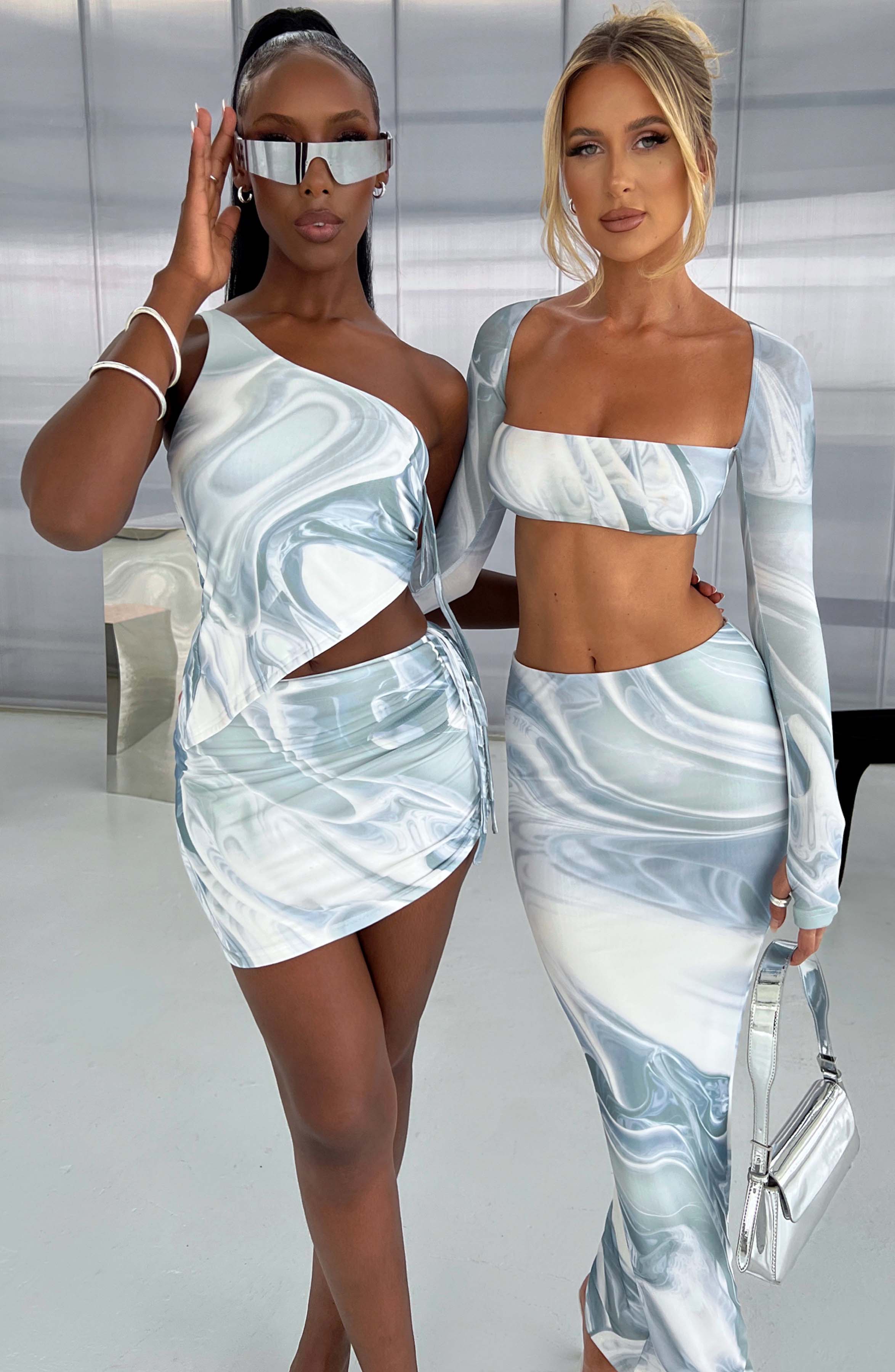 Blair Maxi Skirt - Grey Haze Print Skirt Babyboo Fashion Premium Exclusive Design