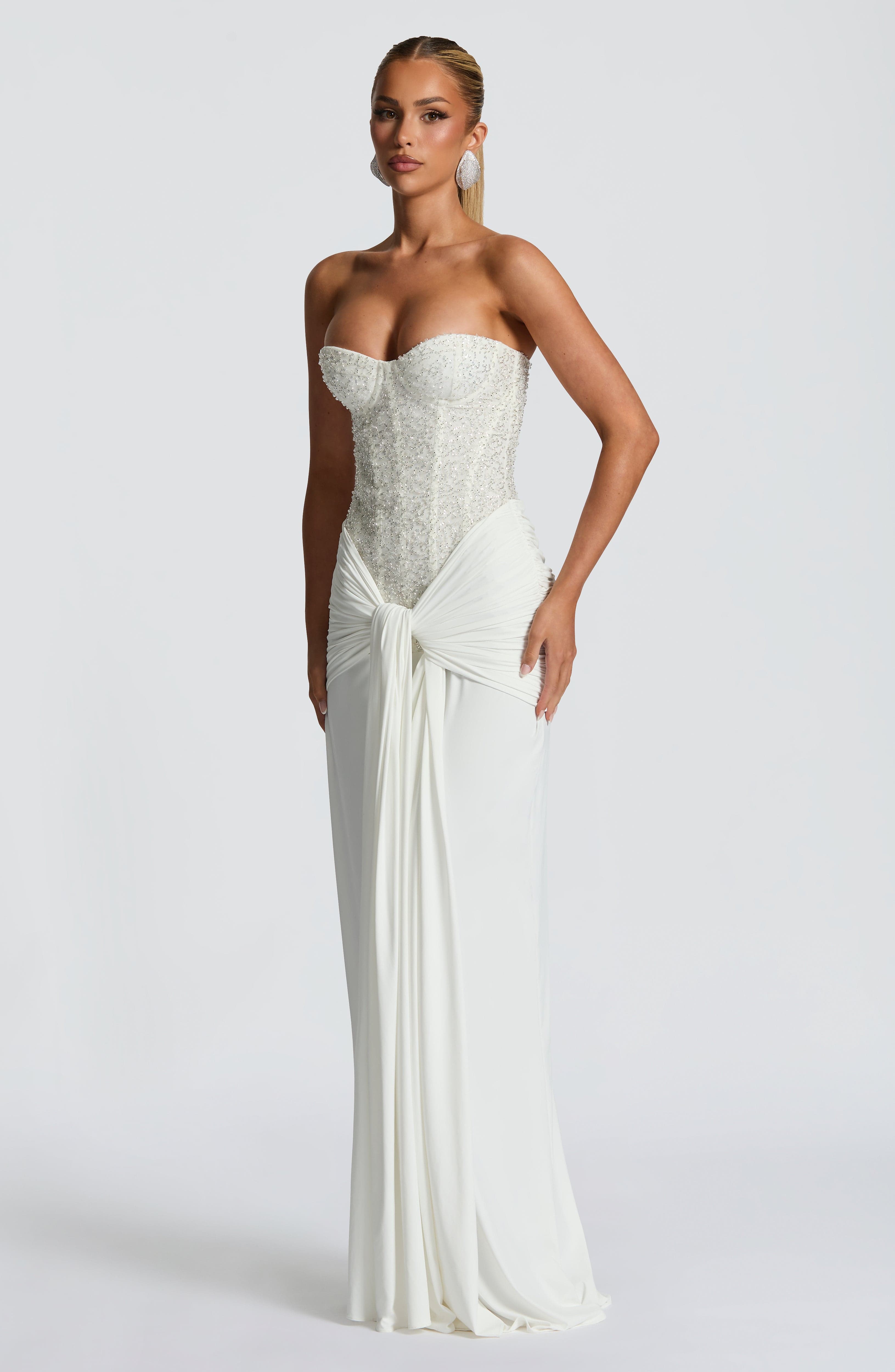 Carina Maxi Dress - Ivory Dress Babyboo Fashion Premium Exclusive Design