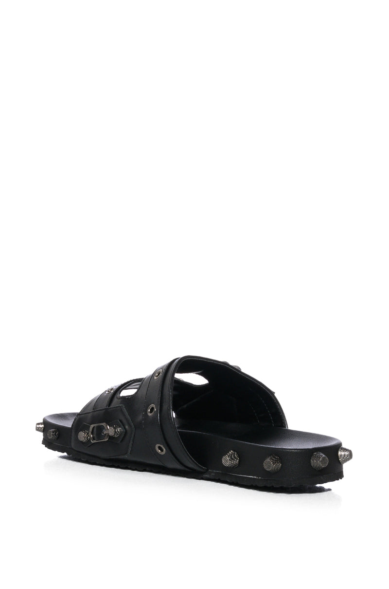 COMBOO EMBELLISHED FLAT SANDAL BLACK