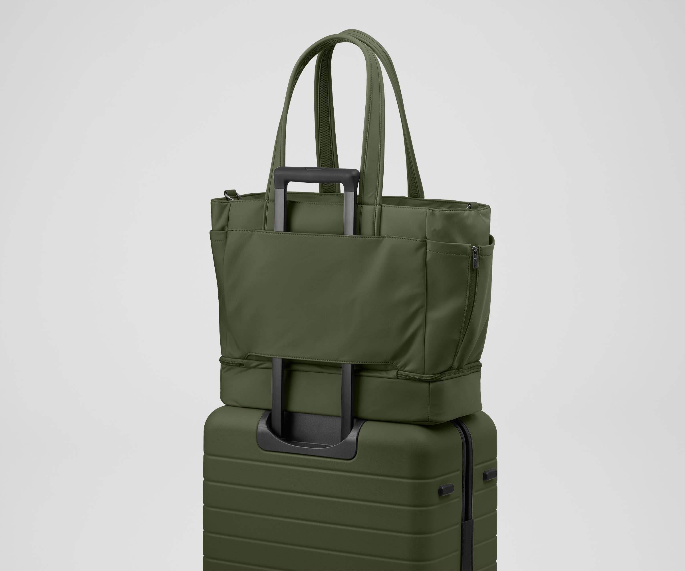 The Double Diaper Tote in Olive Green