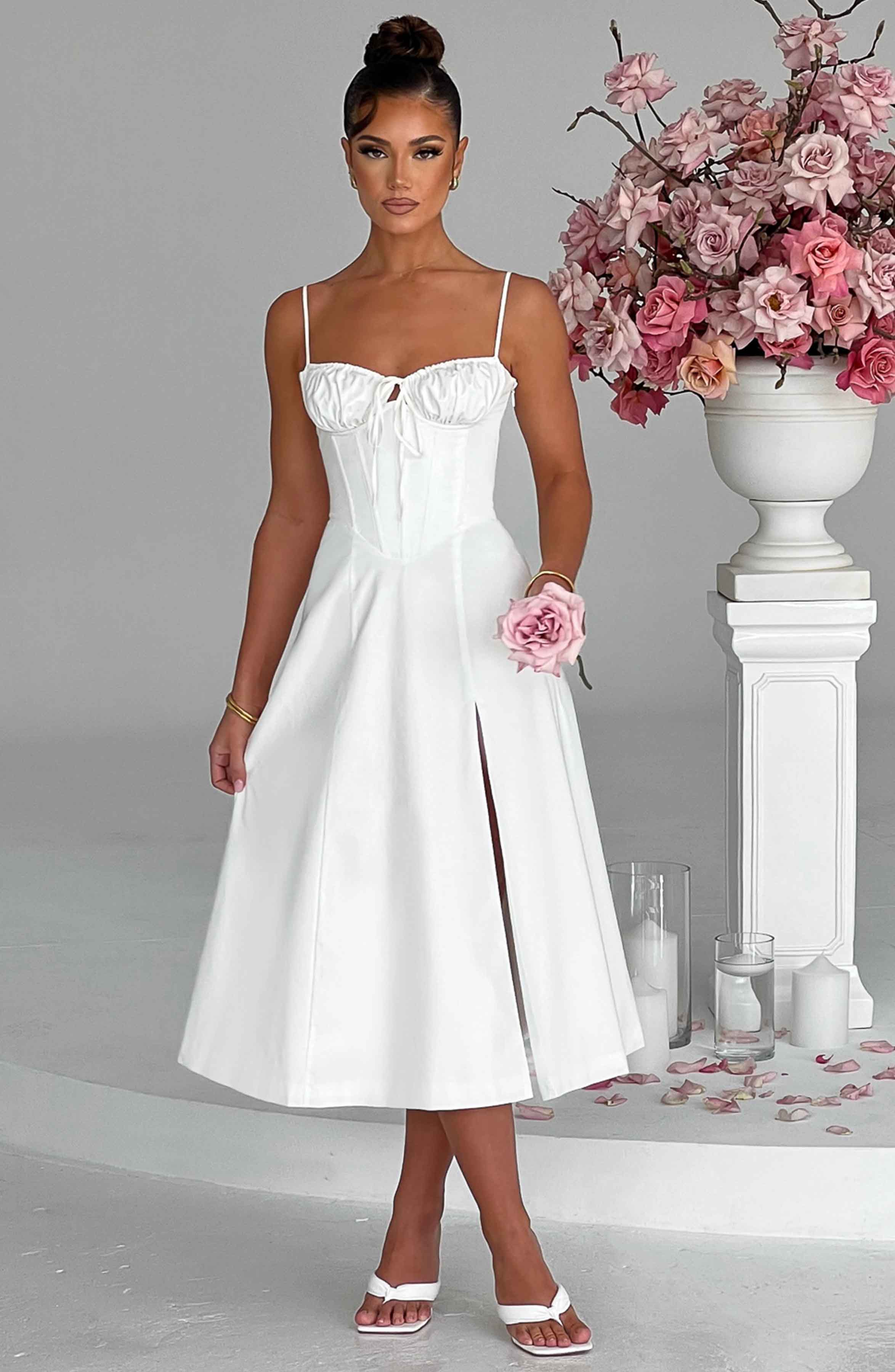 Deanna Midi Dress - Ivory Dress Babyboo Fashion Premium Exclusive Design
