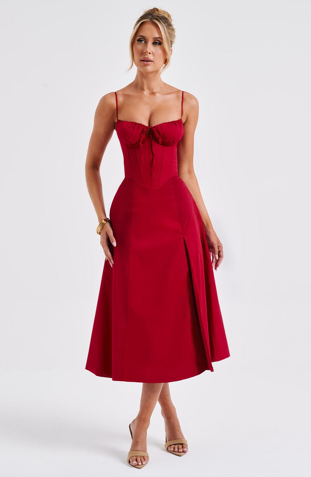 Deanna Midi Dress - Red Dress Babyboo Fashion Premium Exclusive Design