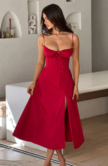 Deanna Midi Dress - Red Dress Babyboo Fashion Premium Exclusive Design