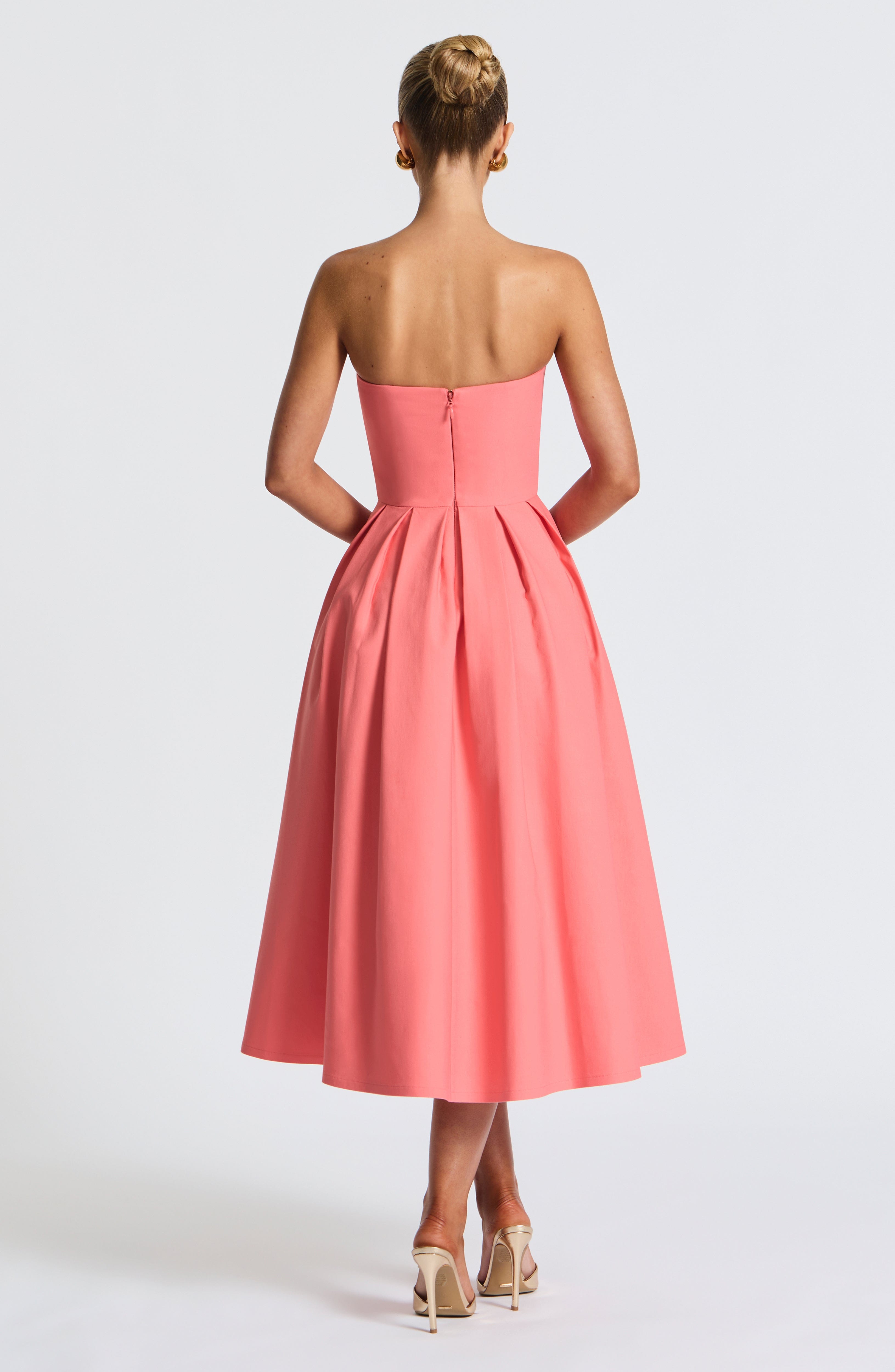 Edith Midi Dress - Coral Pink Dress Babyboo Fashion Premium Exclusive Design