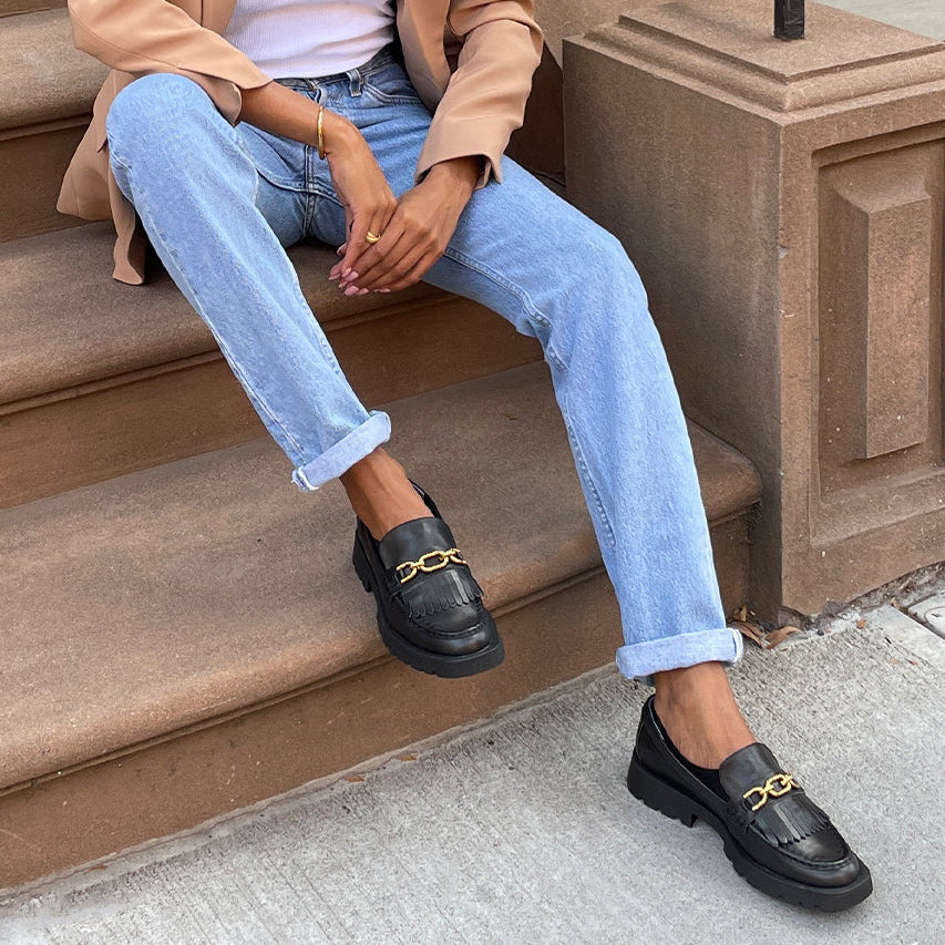 ERNA FLATS BLACK LEATHER