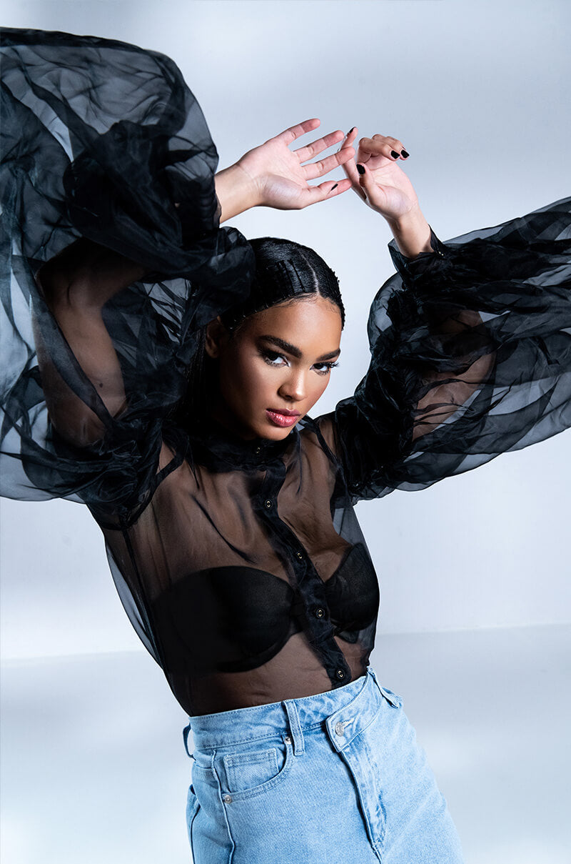 JOYEUX ANNIVERSAIRE SUPER VOLUMINOUS SLEEVE BLOUSE
