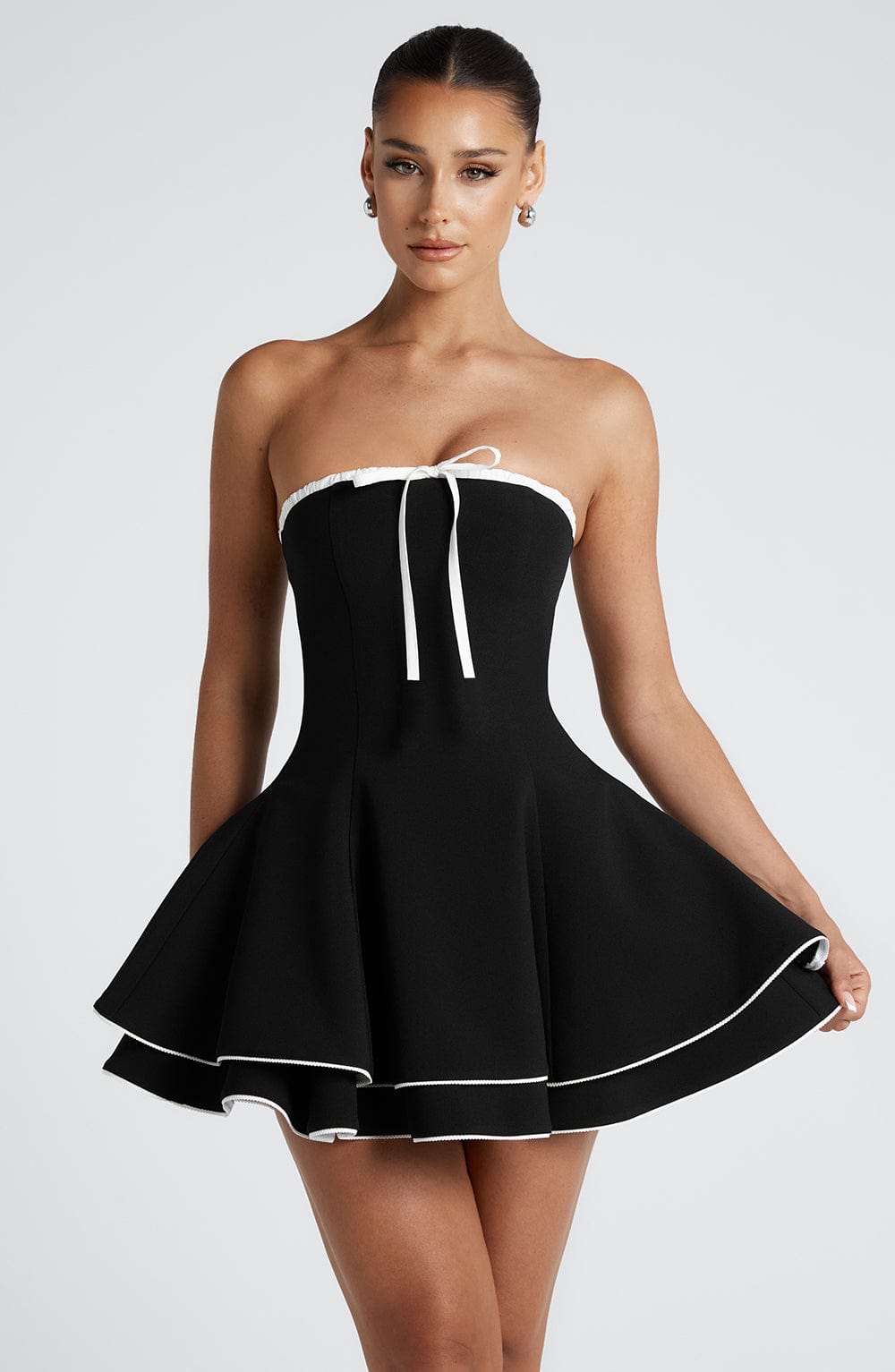 Juno Mini Dress - Black/White Dress Babyboo Fashion Premium Exclusive Design