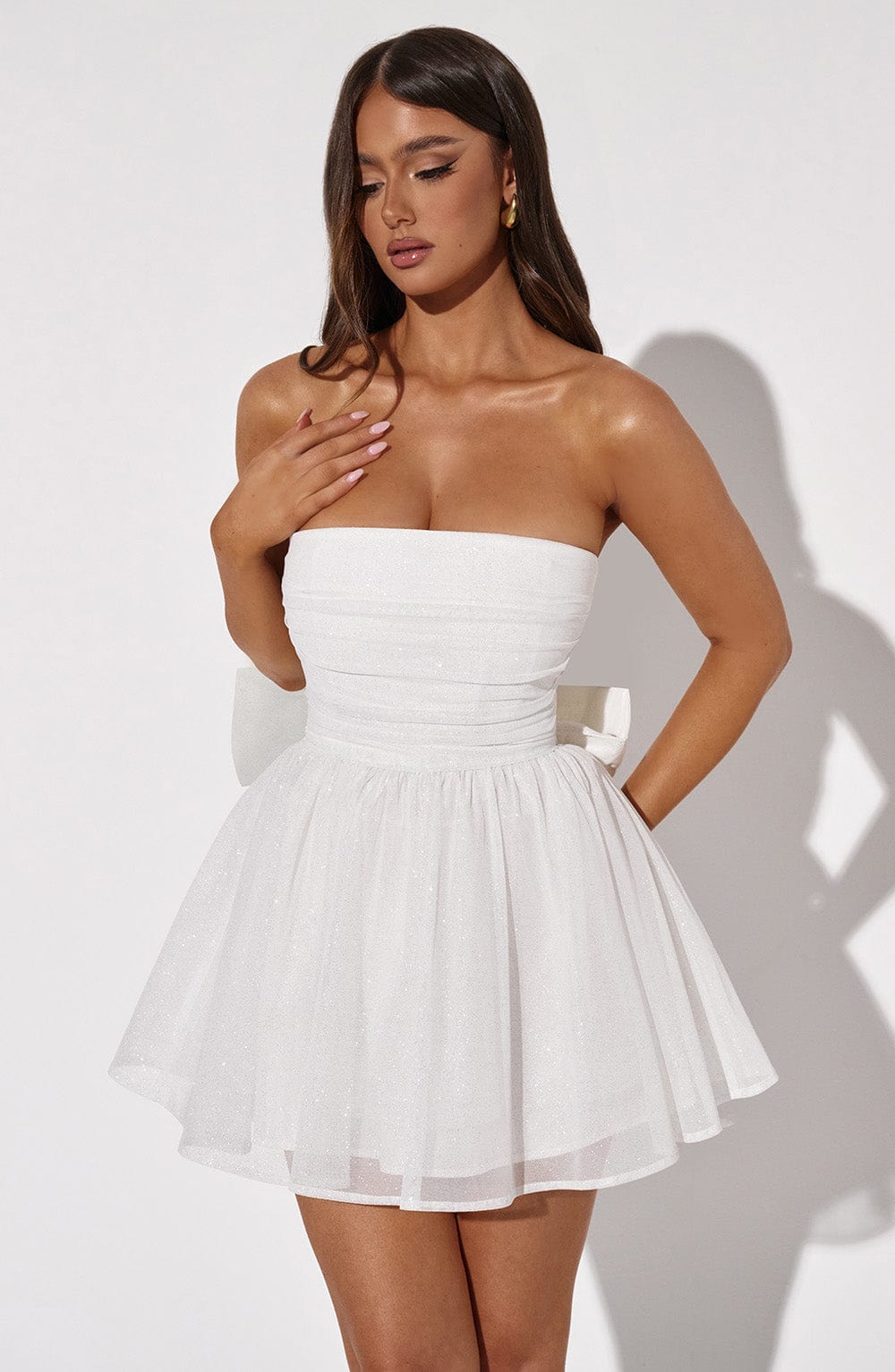 Katrina Mini Dress - Ivory Sparkle Dress Babyboo Fashion Premium Exclusive Design