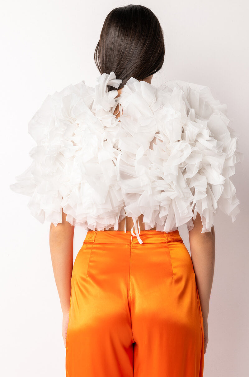 MUST BE DREAMING RUFFLE CROP BLOUSE
