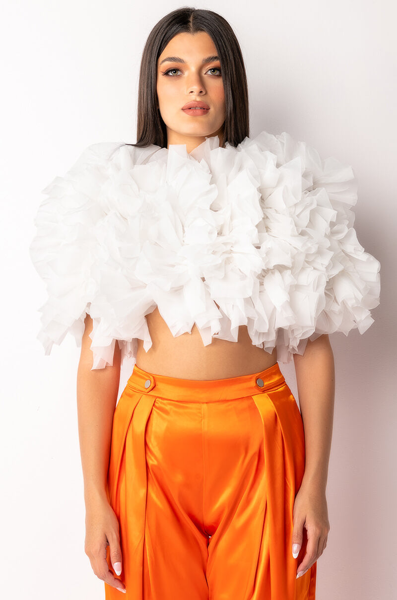 MUST BE DREAMING RUFFLE CROP BLOUSE