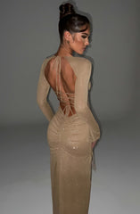 Nadia Maxi Dress - Gold Sparkle Dress Babyboo Fashion Premium Exclusive Design