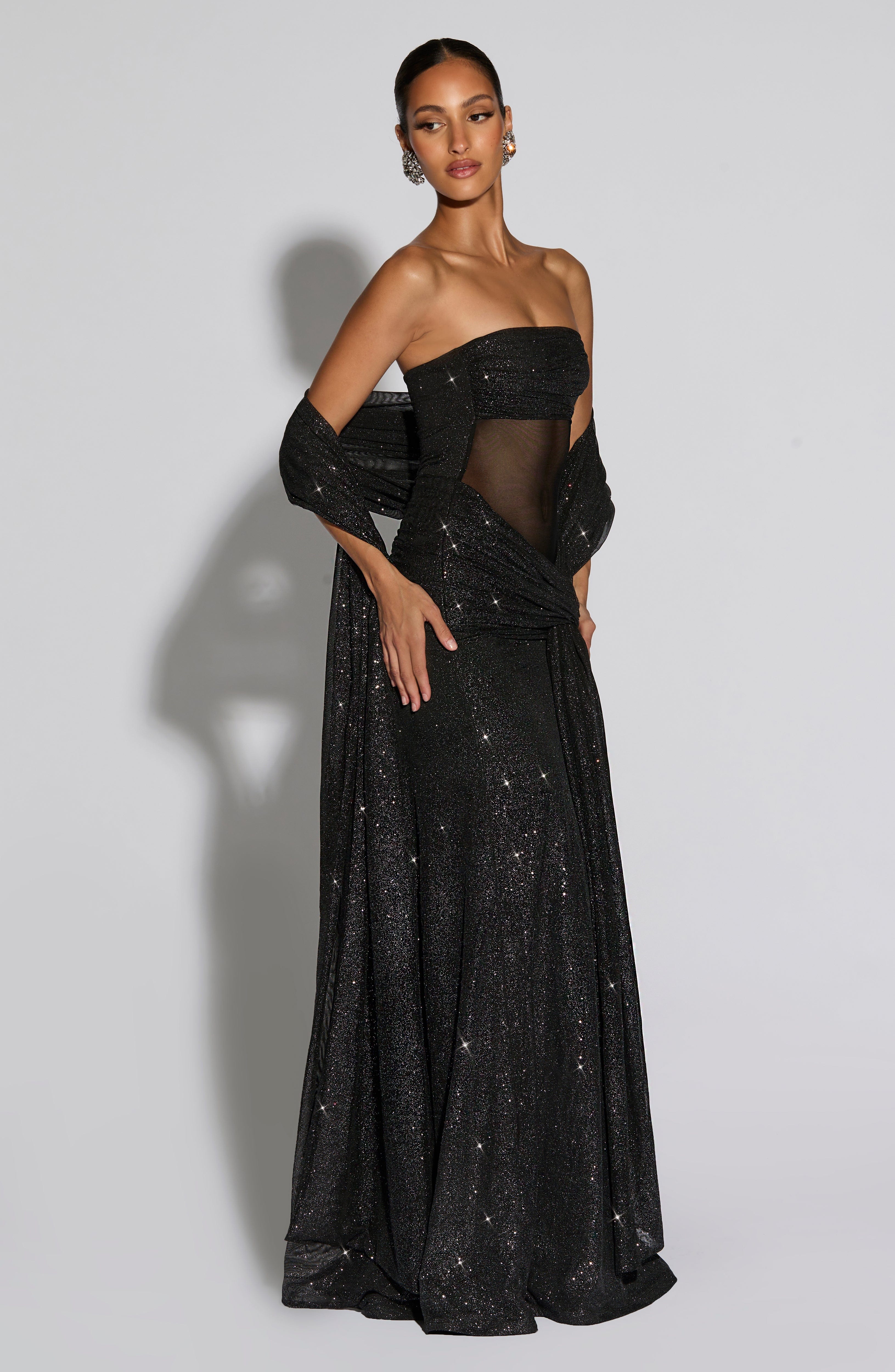 Paula Maxi Dress - Black Sparkle Dress Babyboo Fashion Premium Exclusive Design